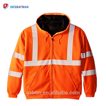 Custom High Visibility Reflective Safety Zipper Jacket Sweatshirt Road Work Zipped Hi Vis Workwear Clothes